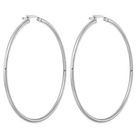 Sterling Silver Rhodium-plated 2mm Round Hoop Earrings