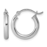 Sterling Silver Rhodium-plated 2.5mm Round Hoop Earrings