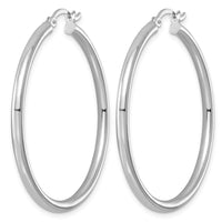 Sterling Silver Rhodium-plated 2.5mm Round Hoop Earrings