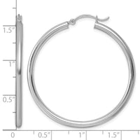 Sterling Silver Rhodium-plated 2.5mm Round Hoop Earrings