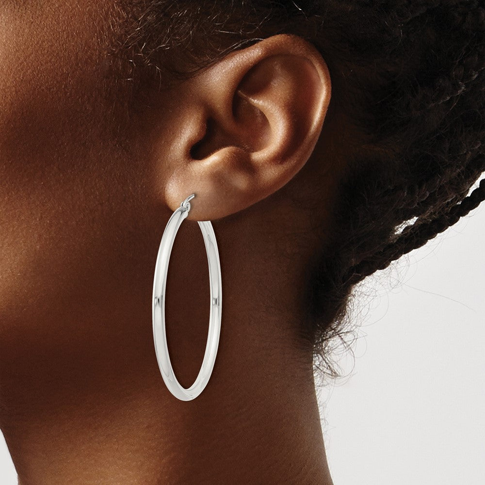 Sterling Silver 2.5mm Round Hoop Earrings