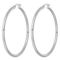 Sterling Silver Rhodium-plated 2.5mm Round Hoop Earrings