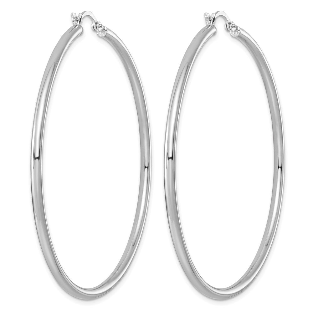 Sterling Silver Rhodium-plated 2.5mm Round Hoop Earrings