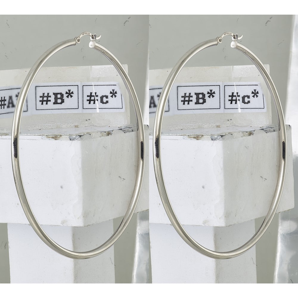 Sterling Silver Rhodium-plated 2.5mm Round Hoop Earrings