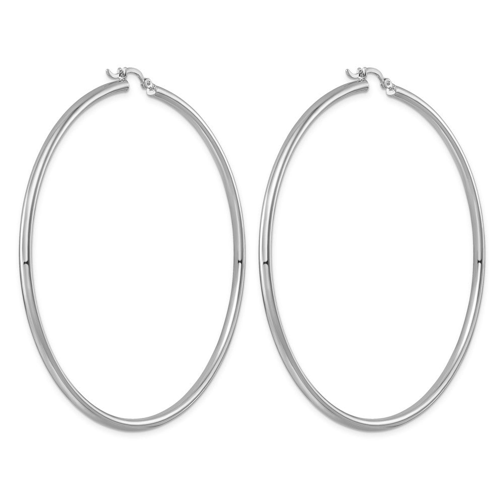Sterling Silver Rhodium-plated 2.5mm Round Hoop Earrings