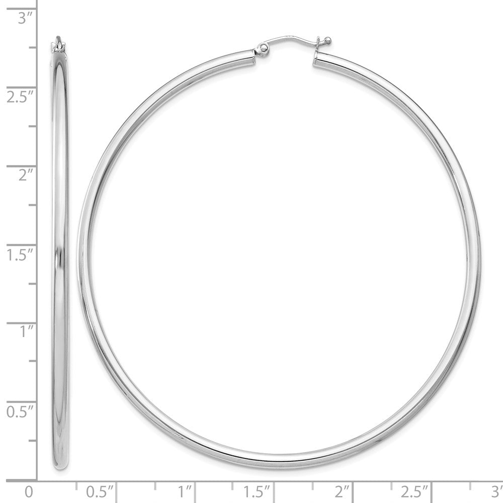 Sterling Silver Rhodium-plated 2.5mm Round Hoop Earrings