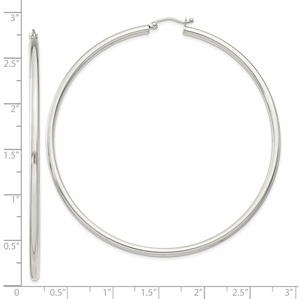 Sterling Silver 2.5mm Round Hoop Earrings