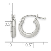 Sterling Silver 3mm Round Hoop Earrings