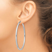 Sterling Silver Rhodium-plated 3mm Round Hoop Earrings