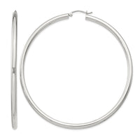 Sterling Silver 3mm Round Hoop Earrings