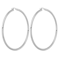 Sterling Silver Rhodium-plated 3mm Round Hoop Earrings