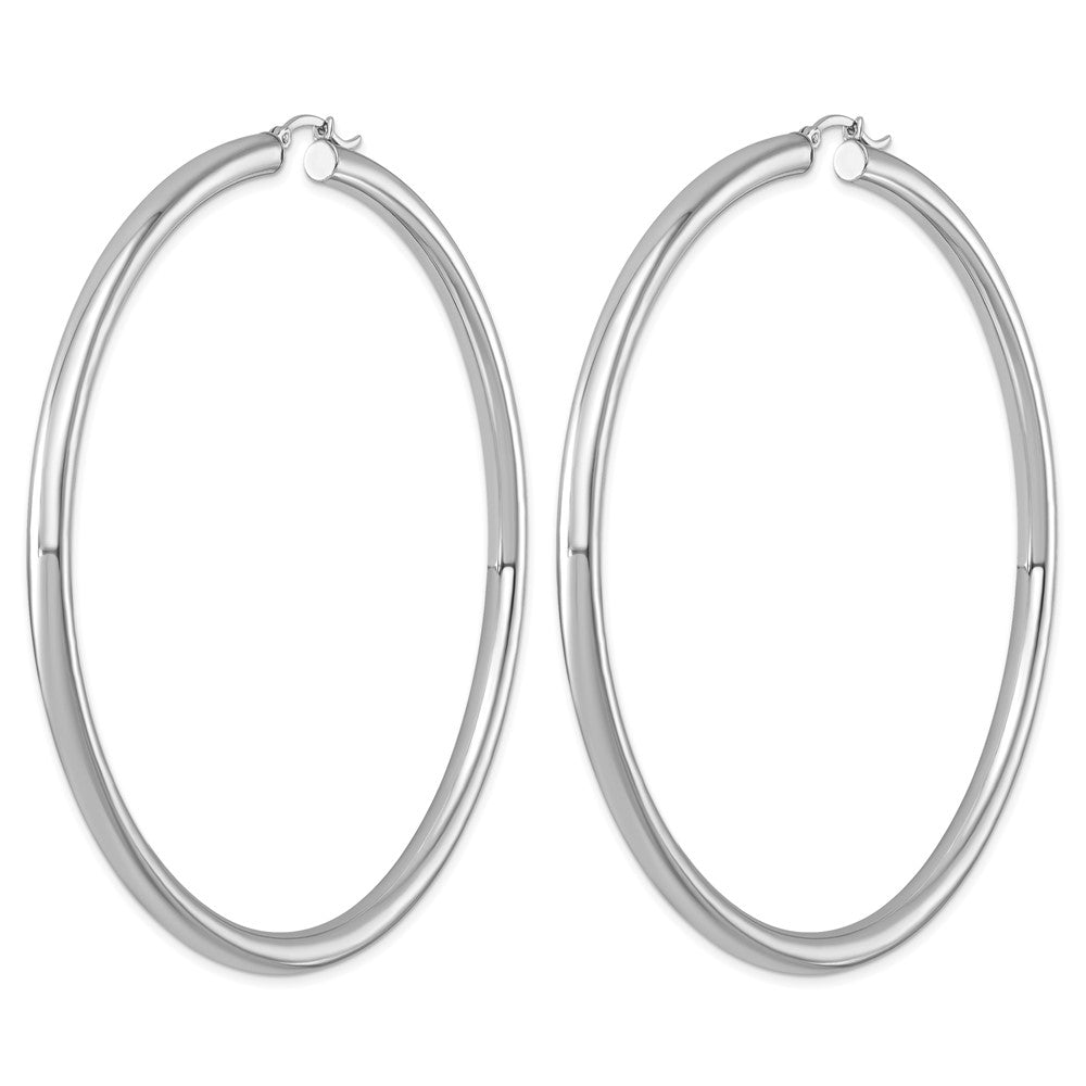 Sterling Silver Rhodium-plated 4mm Round Hoop Earrings