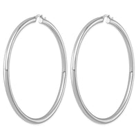 Sterling Silver Rhodium-plated 4mm Round Hoop Earrings