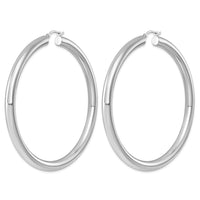 Sterling Silver Rhodium-plated 5mm Round Hoop Earrings
