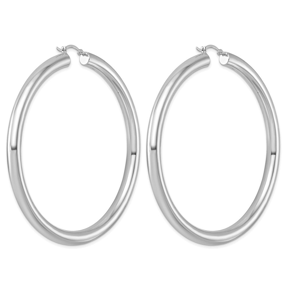 Sterling Silver Rhodium-plated 5mm Round Hoop Earrings