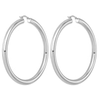 Sterling Silver Rhodium-plated 5mm Round Hoop Earrings