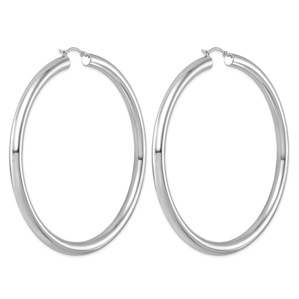 Sterling Silver Rhodium-plated 5mm Round Hoop Earrings