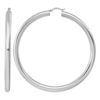 Sterling Silver Rhodium-plated 5mm Round Hoop Earrings