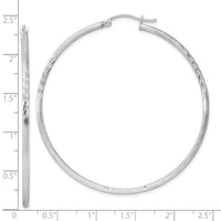 Sterling Silver 2mm Polished/Satin D/C Hoop Earrings