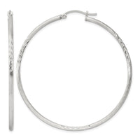 Sterling Silver 2mm Polished/Satin D/C Hoop Earrings