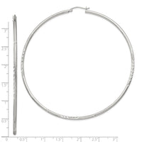 Sterling Silver 2mm Polished/Satin D/C Hoop Earrings