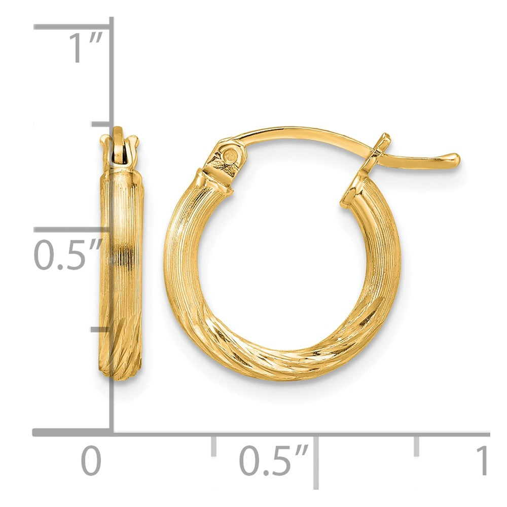 Sterling Silver Flash Gold-plated 2.5mm Polished/Satin D/C Hoop Earrings