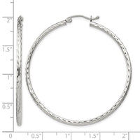 Sterling Silver 2mm Diamond Cut Hoop Earrings
