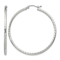 Sterling Silver 2mm Diamond Cut Hoop Earrings
