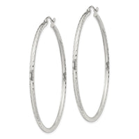 Sterling Silver 2mm Diamond Cut Hoop Earrings