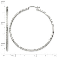 Sterling Silver 2mm Diamond Cut Hoop Earrings