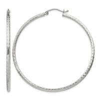 Sterling Silver 2mm Diamond Cut Hoop Earrings