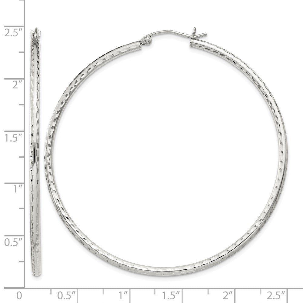 Sterling Silver 2mm Diamond Cut Hoop Earrings