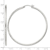 Sterling Silver 2mm Diamond Cut Hoop Earrings