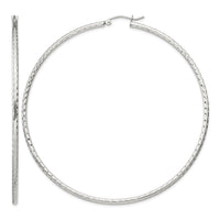 Sterling Silver 2mm Diamond Cut Hoop Earrings