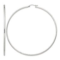 Sterling Silver 2mm Diamond Cut Hoop Earrings