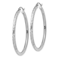 Sterling Silver Rhodium-plated 2.5mm Diamond-cut Hoop Earrings
