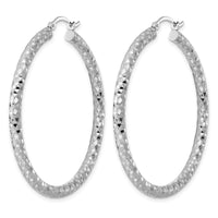 Sterling Silver Rhodium-plated 3.00mm Diamond Cut Hoop Earrings