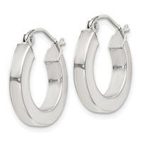Sterling Silver 3x17mm Square Tube Hoop Earrings