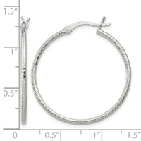 Sterling Silver Textured 2x30mm Hoop Earrings