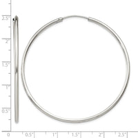 Sterling Silver 2x55mm Endless Hoop Earrings
