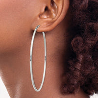 Sterling Silver 2x70mm Endless Hoop Earrings