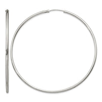 Sterling Silver 2x70mm Endless Hoop Earrings