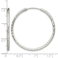 Sterling Silver D/C 2.5x35mm Endless Hoop Earrings