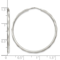 Sterling Silver D/C 2.5x35mm Endless Hoop Earrings