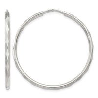 Sterling Silver D/C 2.5x35mm Endless Hoop Earrings