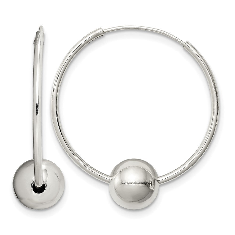 Sterling Silver Bead Endless Hoop Earrings