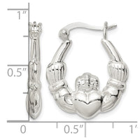Sterling Silver Polished Claddagh Hoop Earrings