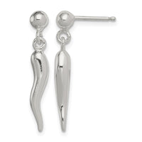 Sterling Silver Polished Italian Horn Post Dangle Earrings