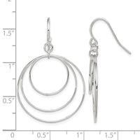 Sterling Silver Polished Fancy Triple Circle Dangle Earrings