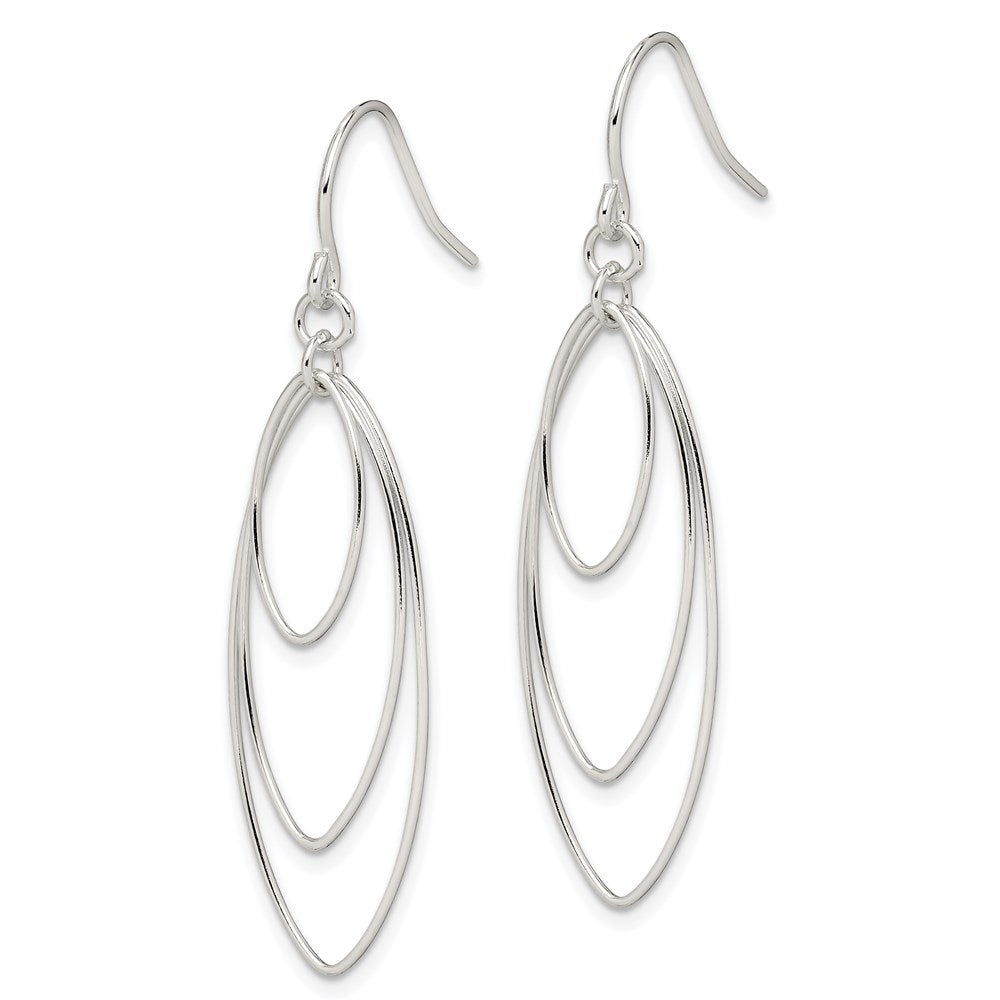 Sterling Silver Polished Triple Marquise Shape Dangle Earrings